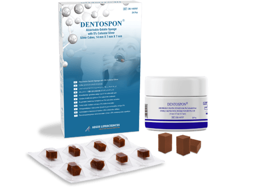 DENTOSPON: Absorbable haemostatic/hemostatic gelatin sponge with colloidal silve – Aegis Lifesciences Pvt Ltd